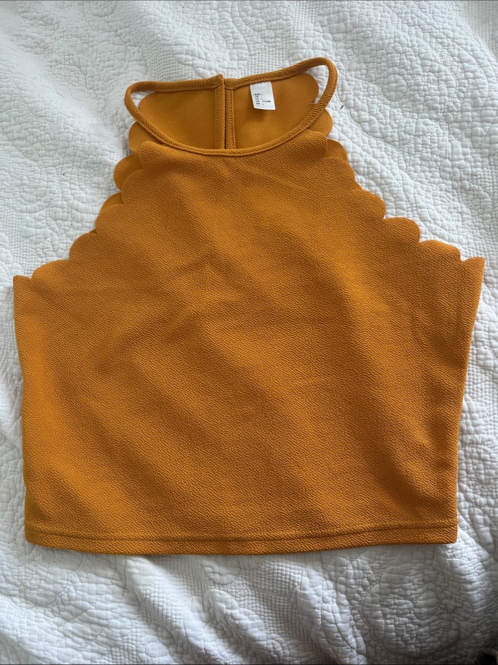 5/$25 Scalloped Halter Crop Top - Mustard